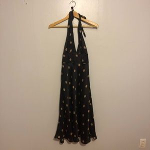 J Crew Black Silk Halter Bias Cut Polka Dot Dress